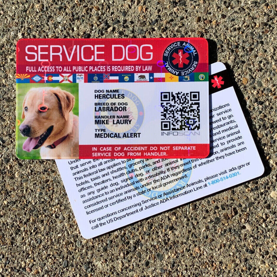 SERVICE DOG ID CARD FOR SERVICE ANIMAL PROFESSIONAL ADA HOLOGRAPHIC