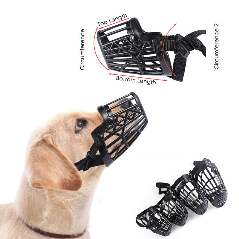 Large Pet Dog Basket Muzzle Mouth Cover Mesh Cage NoBarking Biting Chewing USA
