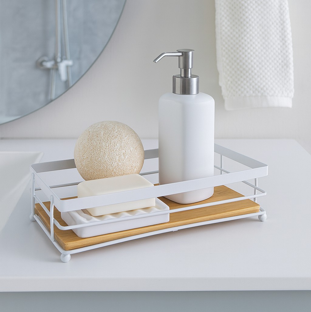 Natural Bamboo Wooden Storage Organizer Tray, Decorative