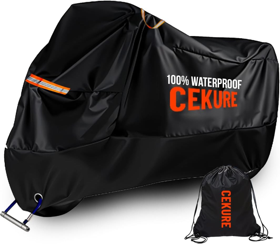 Heavy Duty Motorcycle Cover Waterproof Outdoor 210D Oxford Fabric with Heat Seal