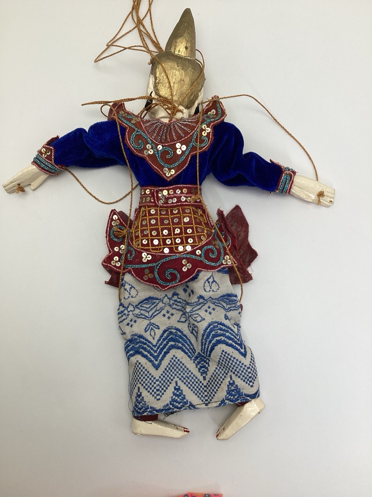 Vtg Burmese String Marionette Handmade Puppet Traditional Dress Burma Myanmar