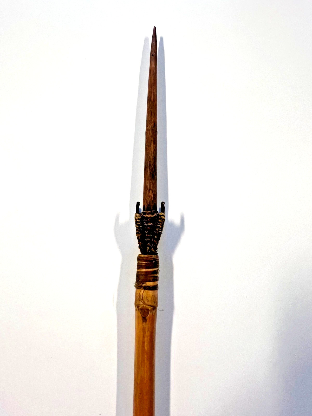 Original Native American Indian Arrow; Wood Tip; Feathers; Sinew; #B2