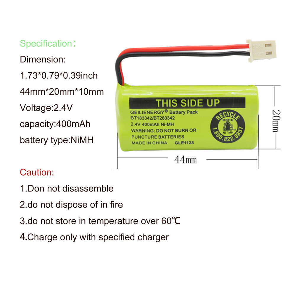 3x For Vtech BT183342/BT283342 Battery Pack 2.4V 400mAh for AT&T Cordless Phone