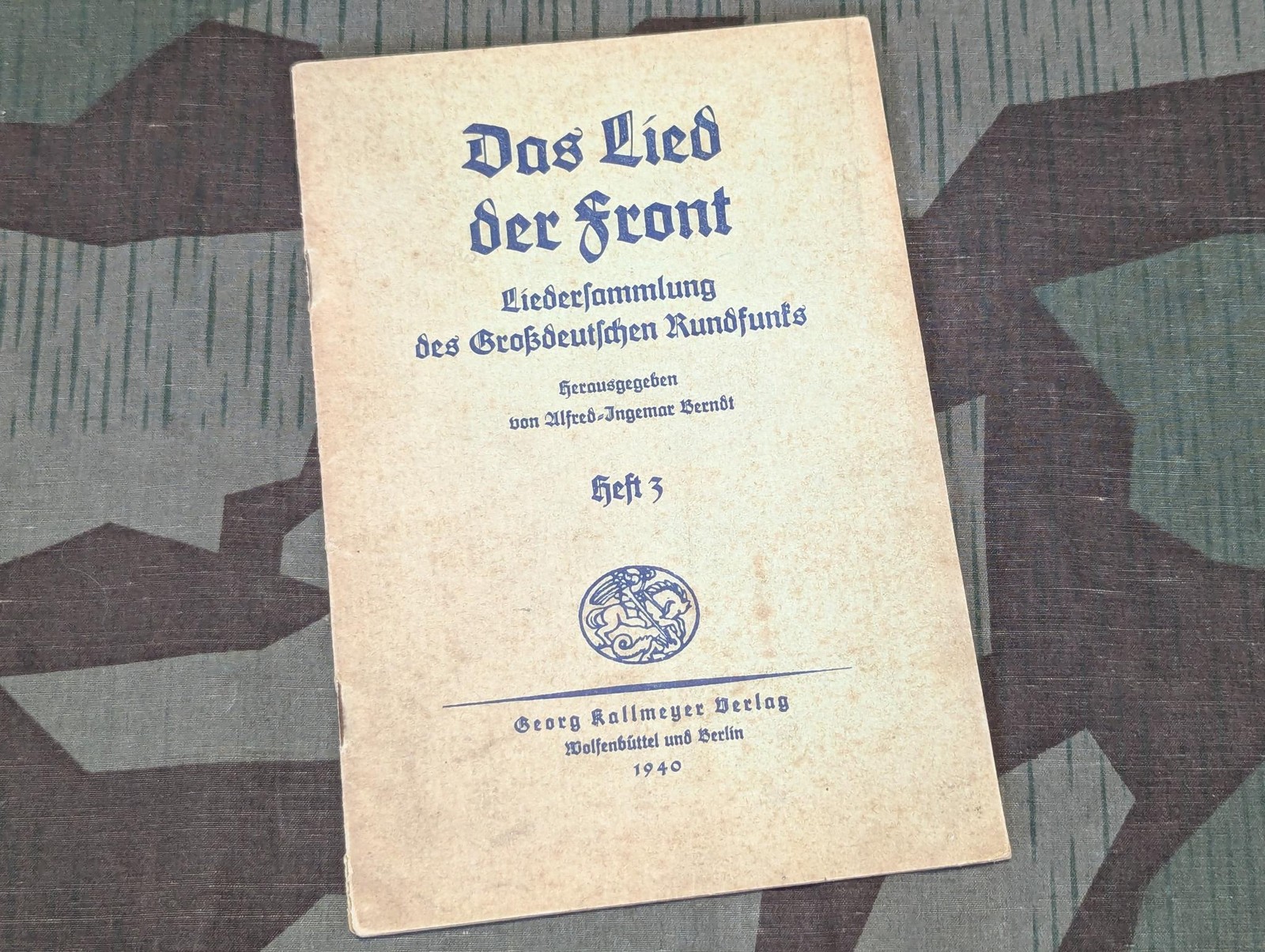 WWII German 1940 Das Lied der Front Soldier Song Book Heft 3 Original Wehrmacht