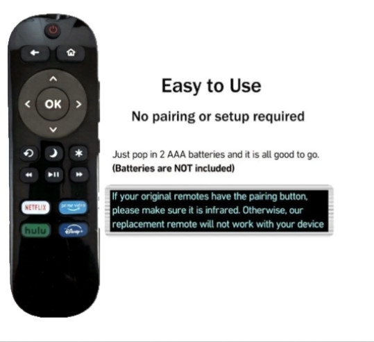 New Replacement Remote for Roku TV TCL Sanyo Element Haier RCA LG Onn Philips JV