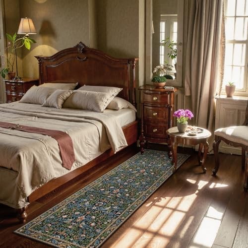 Washable Floral Hallway Runner Rug 2x6 Non Slip, Boho Floral Birds Kitchen