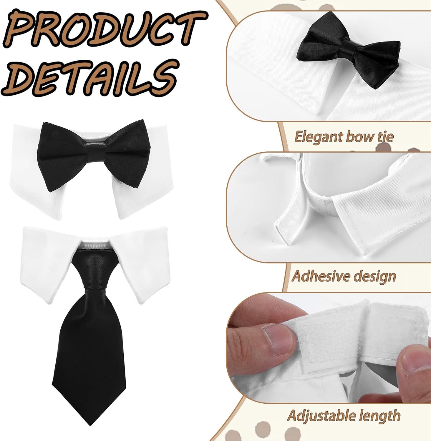 Black Cat Bow Tie Collar Adjustable Formal Necktie for Cats & Small Dogs