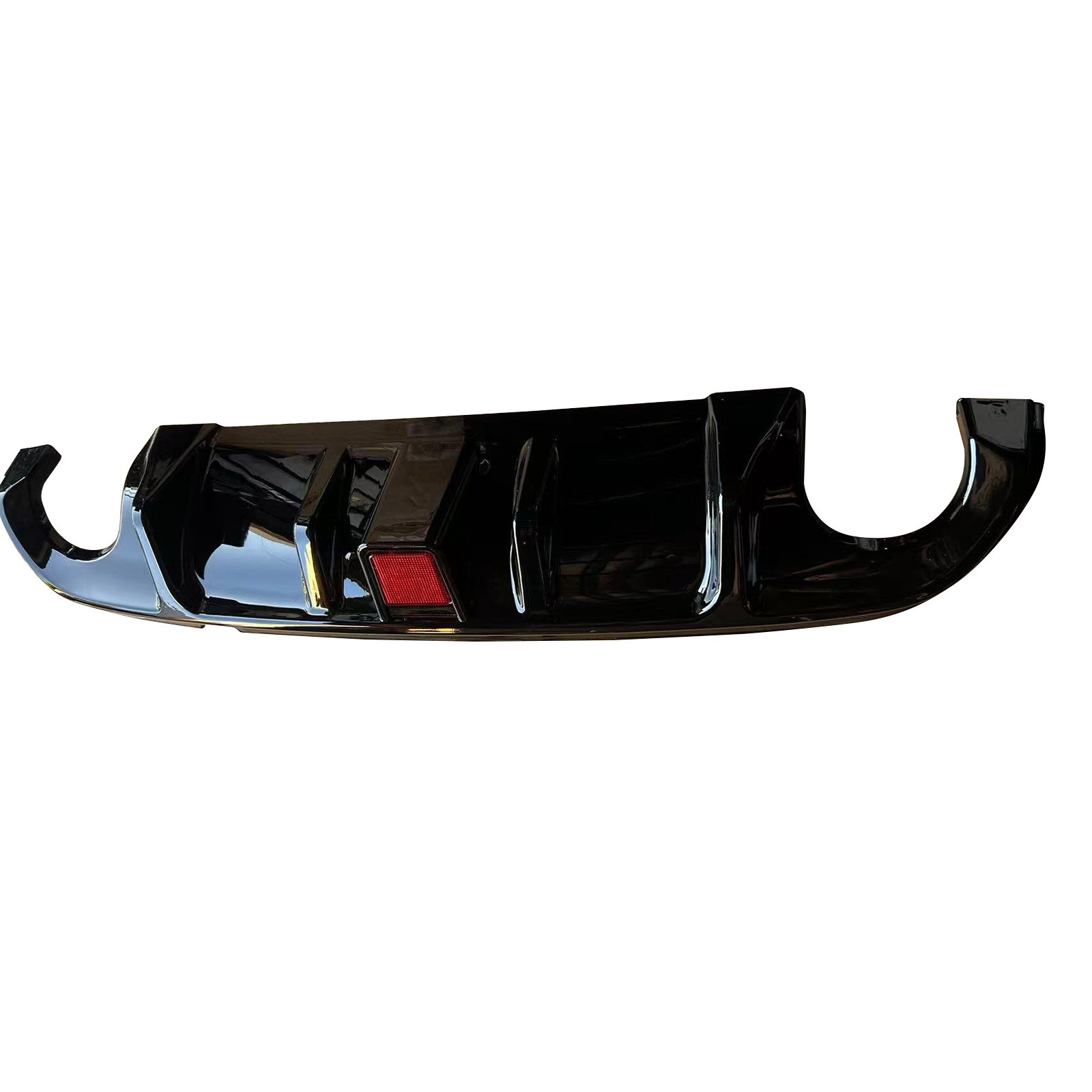 Fit 2014-2017 Infiniti Q50 Glossy Black Rear Bumper Diffuser W/ LED Brake Light