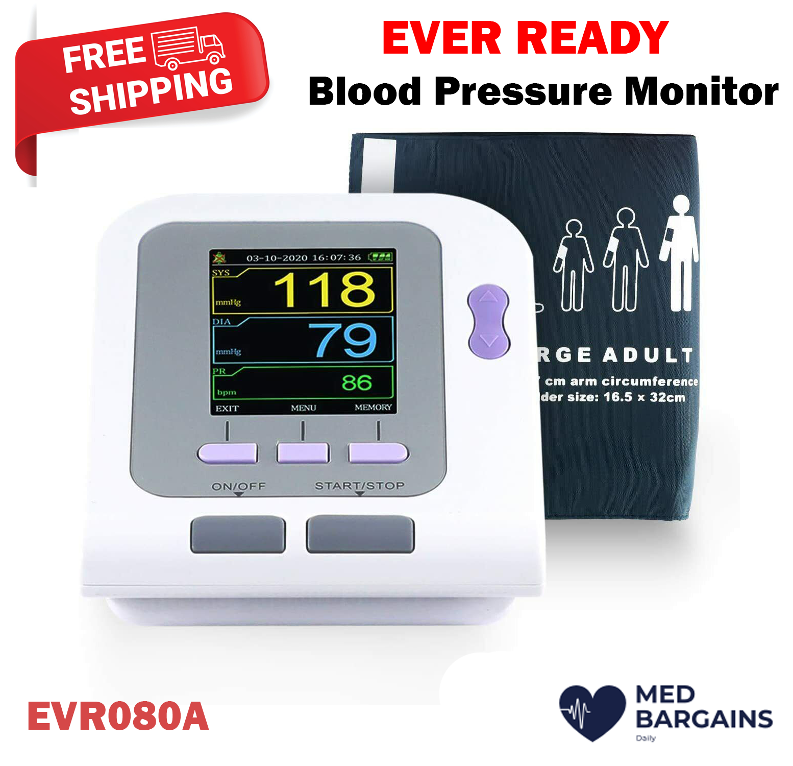 Ever Ready First Aid Fully Automatic Upper Arm Blood Pressure Electronic Monitor