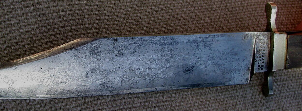 RARE DEATH TO TRAITORS ETCHED BOWIE~ORIGINAL SHEATH~W & H WHITEHEAD BROS 1862-63