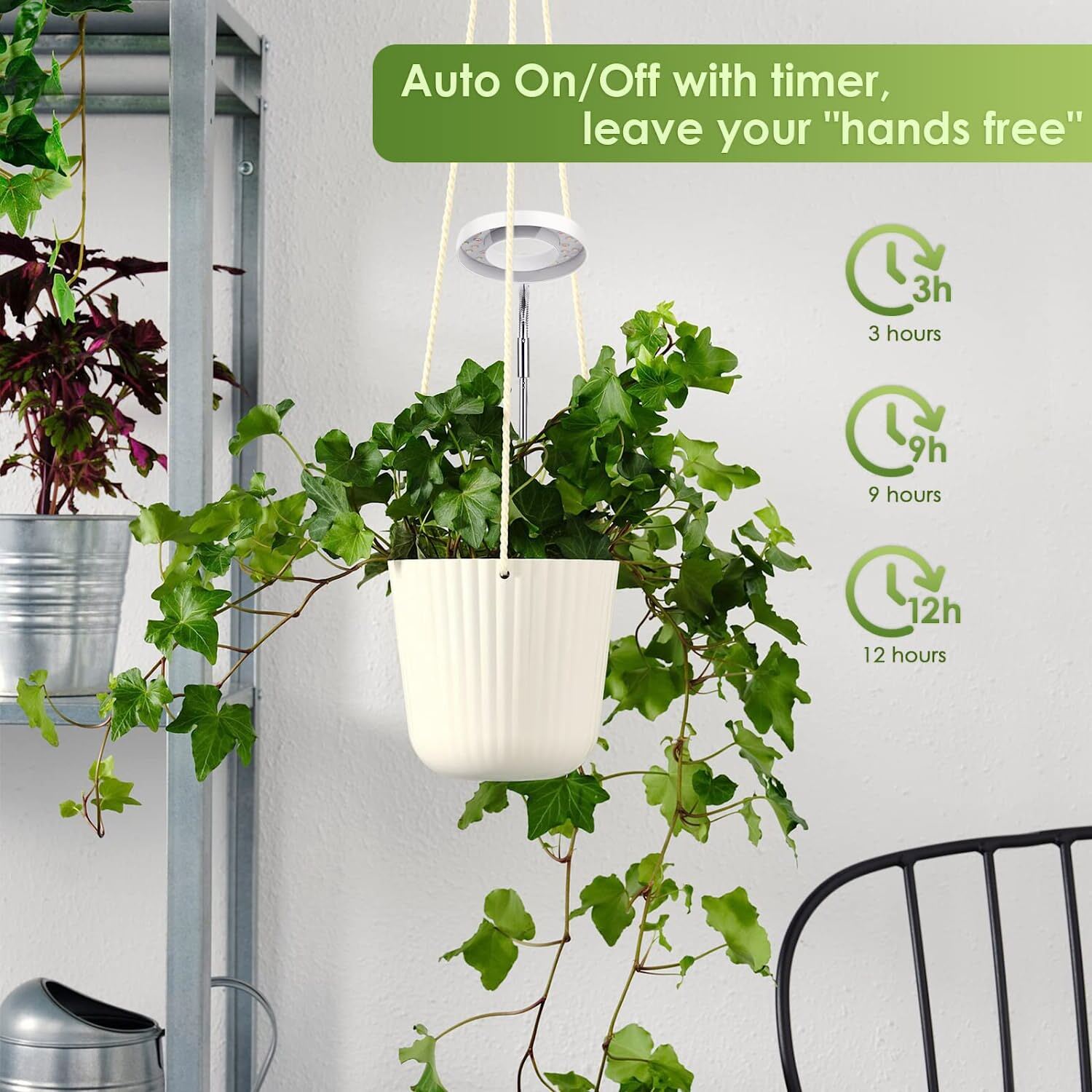 LED Grow Light for Indoor Plants with Stand UV& Full Spectrum Halo Growing Lamp