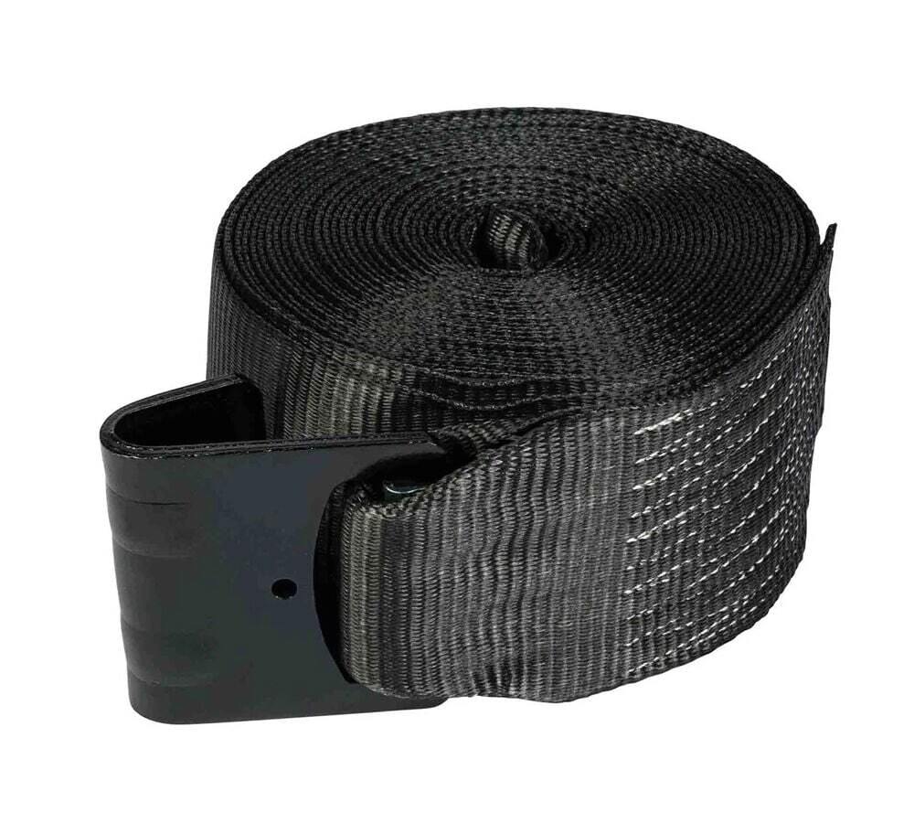 (20 Pack) 4"x30' Winch Straps w/flat Hook - Black Flatbed Tie Down Strap