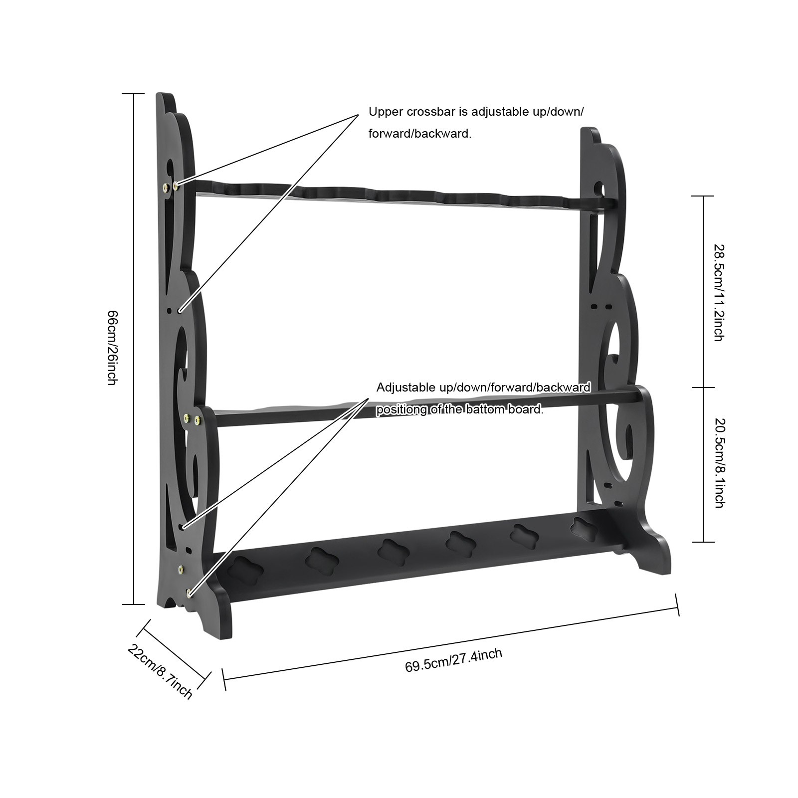 6 Hole Vertical Sword Sword Display Stand Adjustable Large Floor Sword Holder