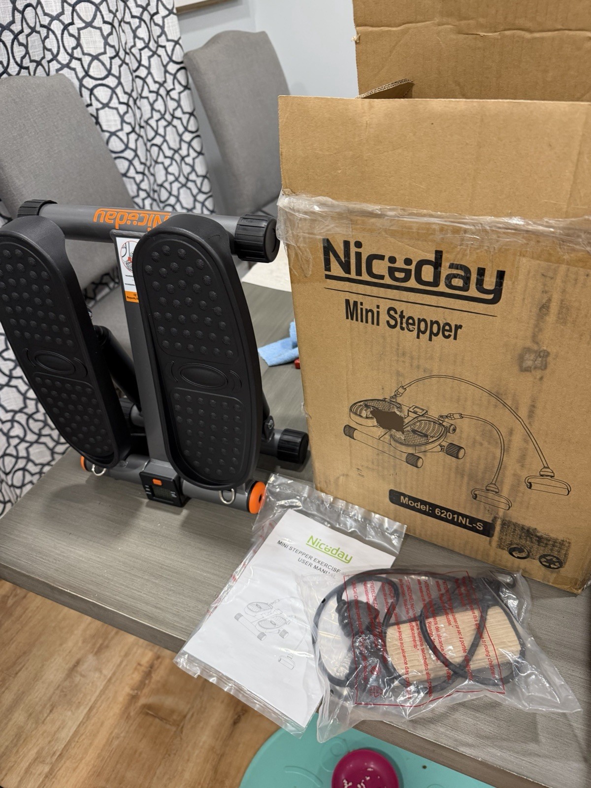 Niceday Mini Stepper for Exercise, Stair Stepper w/ Resistance Bands LCD Display