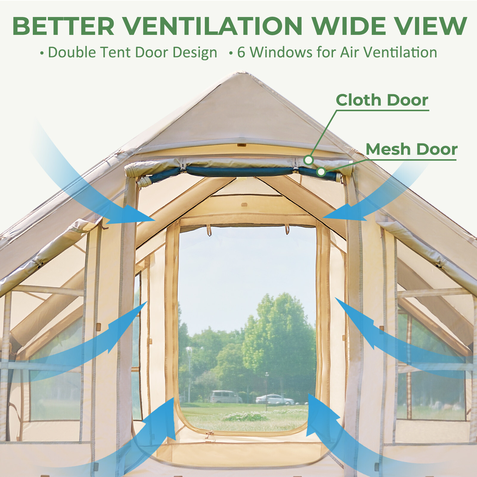 SLSY Inflatable Camping Tent with Pump 6 Person Family Camping Tent with Window