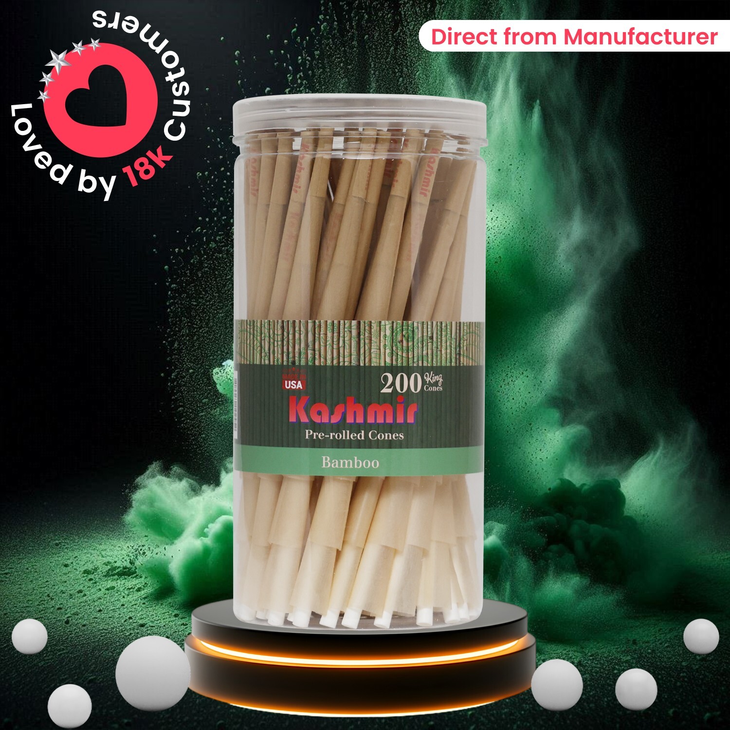 Pre Rolled Cones King Bamboo Rolling Papers Cone Slow Burning 200 Ct by Kashmir
