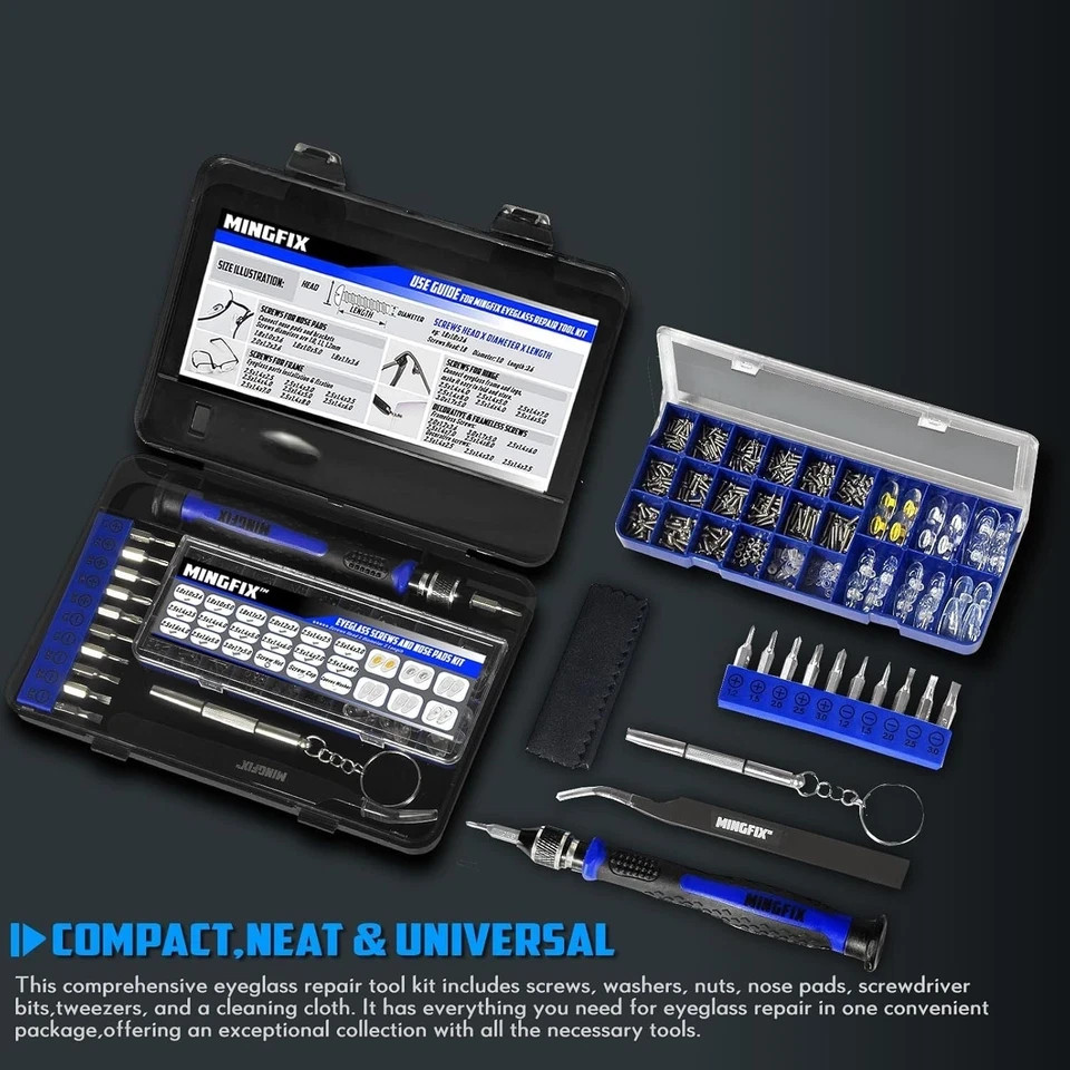 Eyeglass Sunglass Repair Kit, Magnetic Eye Glasses Repairing Tool Kit with Assor