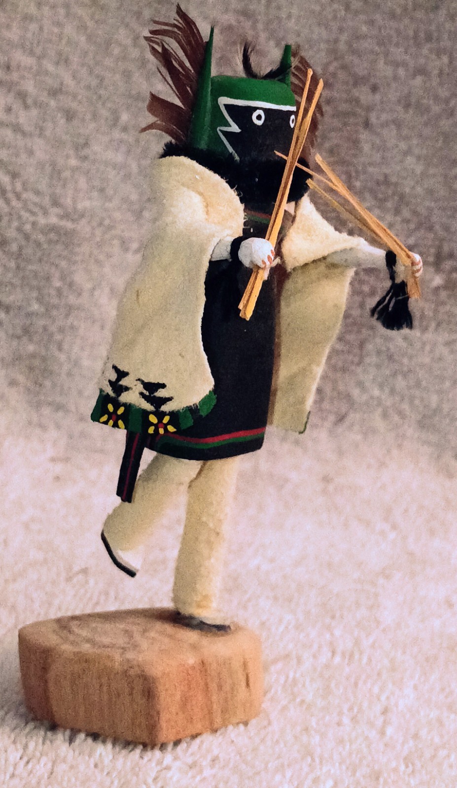 Two Miniature Hopi Kachinas Crow Mother And Bear Kachina Signed A.E. Lewis