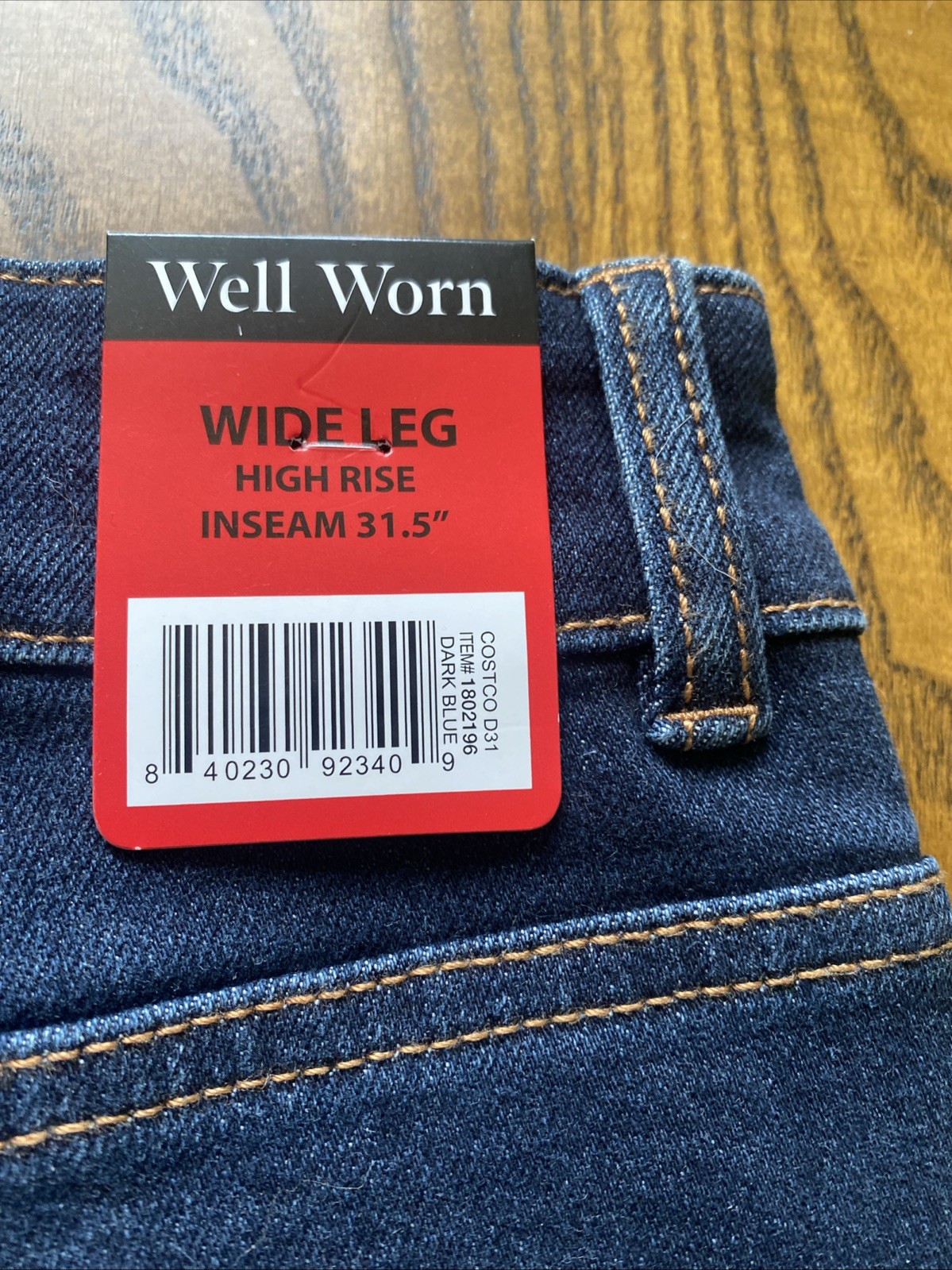 Well Worn Women's Wide Leg High Rise Jeans, Dark Blue, Size 8/29 (inseam 31.5)