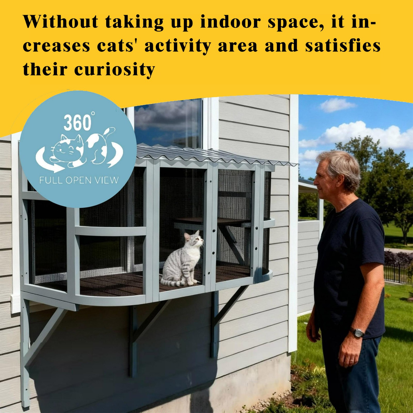 Cat Catio Expandable Window Box Enclosure for Multiple Indoor Cats All-Weather