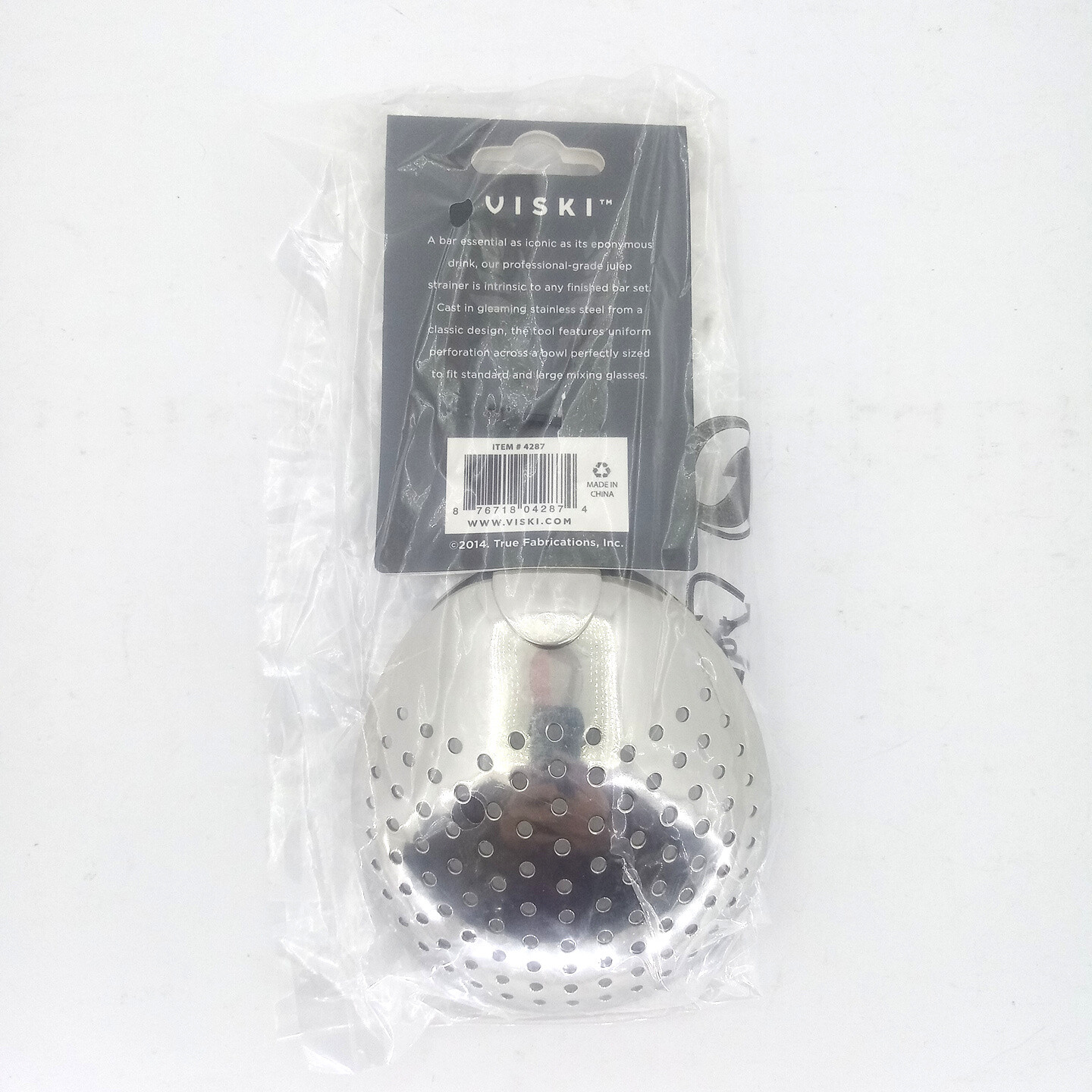 Viski Professional Stainless Steel Julep Strainer- Cocktail Mixing Bar Tool