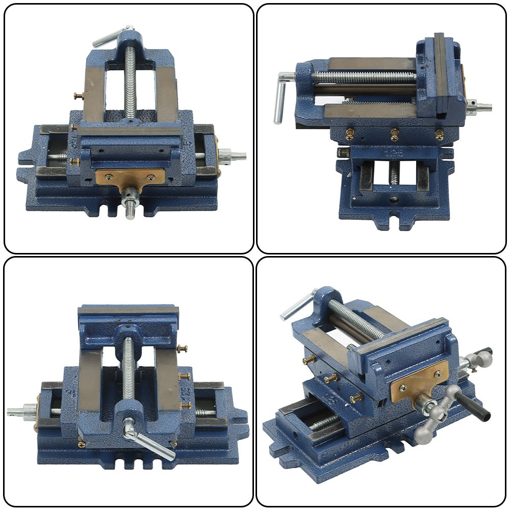 5" Heavy Duty Cross Drill Press Vise Slide Metal Milling 2 Way Clamp Machine Set