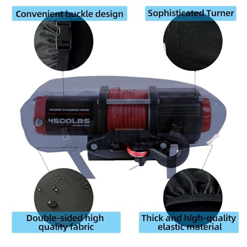 Small Winch Cover, Heavy Duty Waterproof Protective Cover for Electric Winches