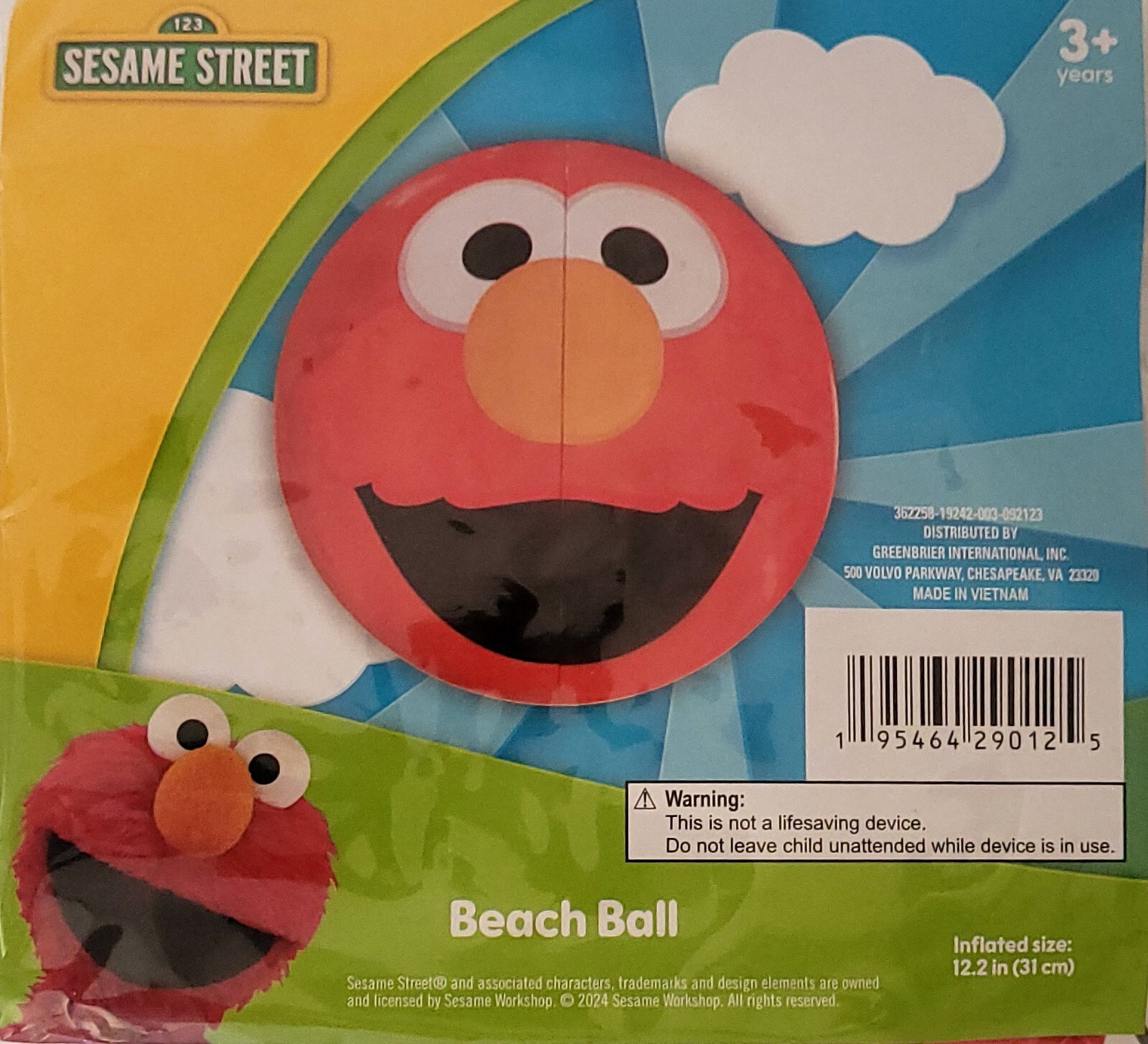 Sesame Street Beach Balls 12 Inch Age 2+: Select: Elmo, Cookie or Oscar
