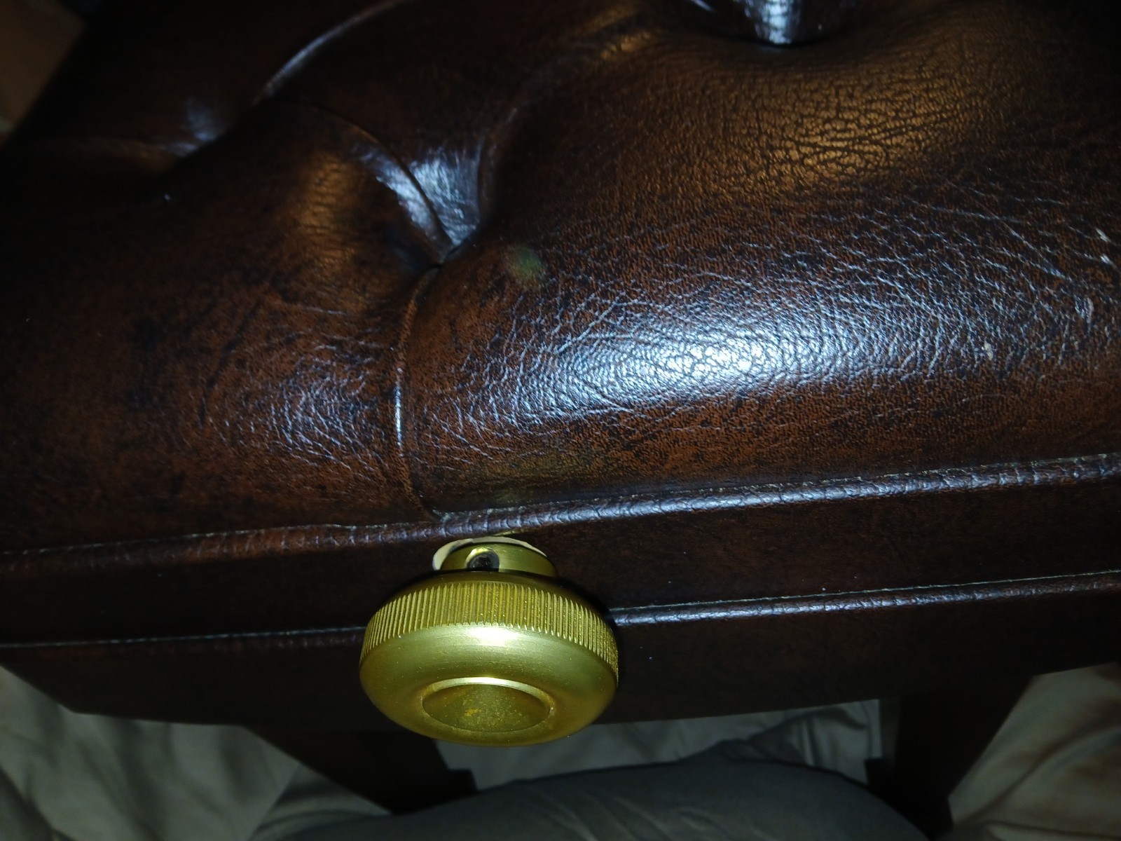 Vintage Piano Adjustable Leather Bench made in Germany free shipping