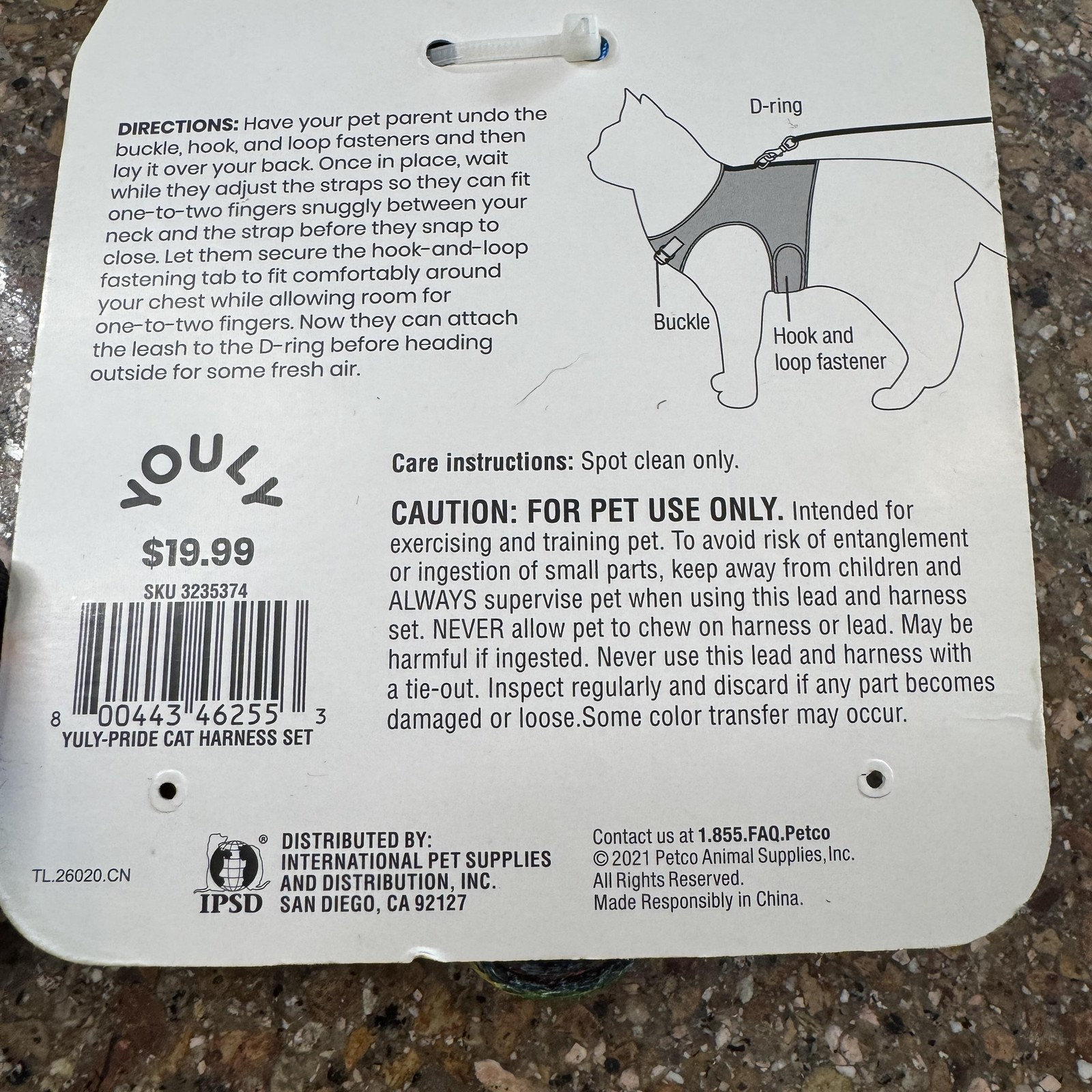 Petco Youly Pride Cat Harness Leash Set Rainbow Adjustable Mesh Multicolor Pet