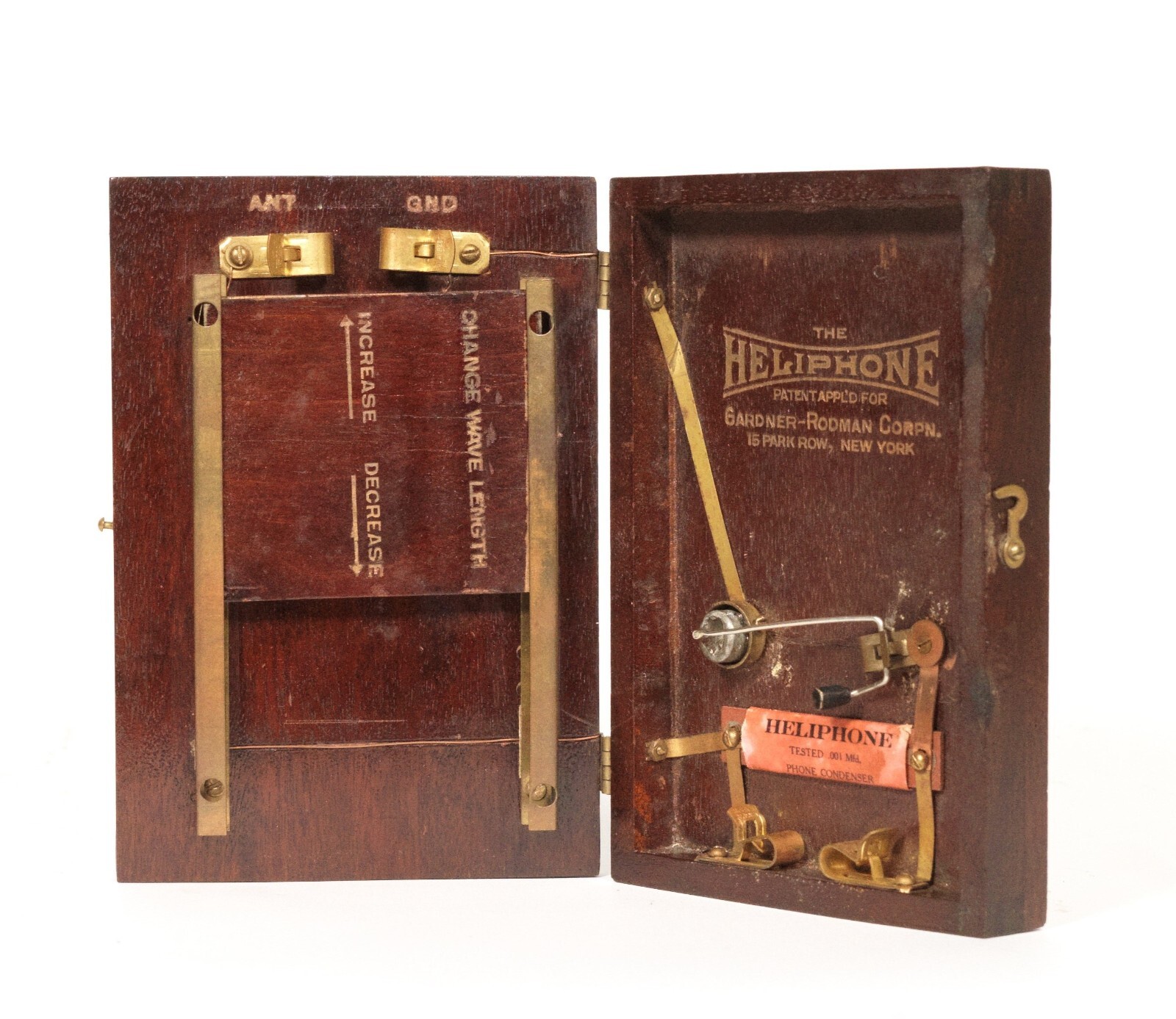 1921 Gardner Rodman Heliphone * Compact, Self-Casing Crystal Radio * Works