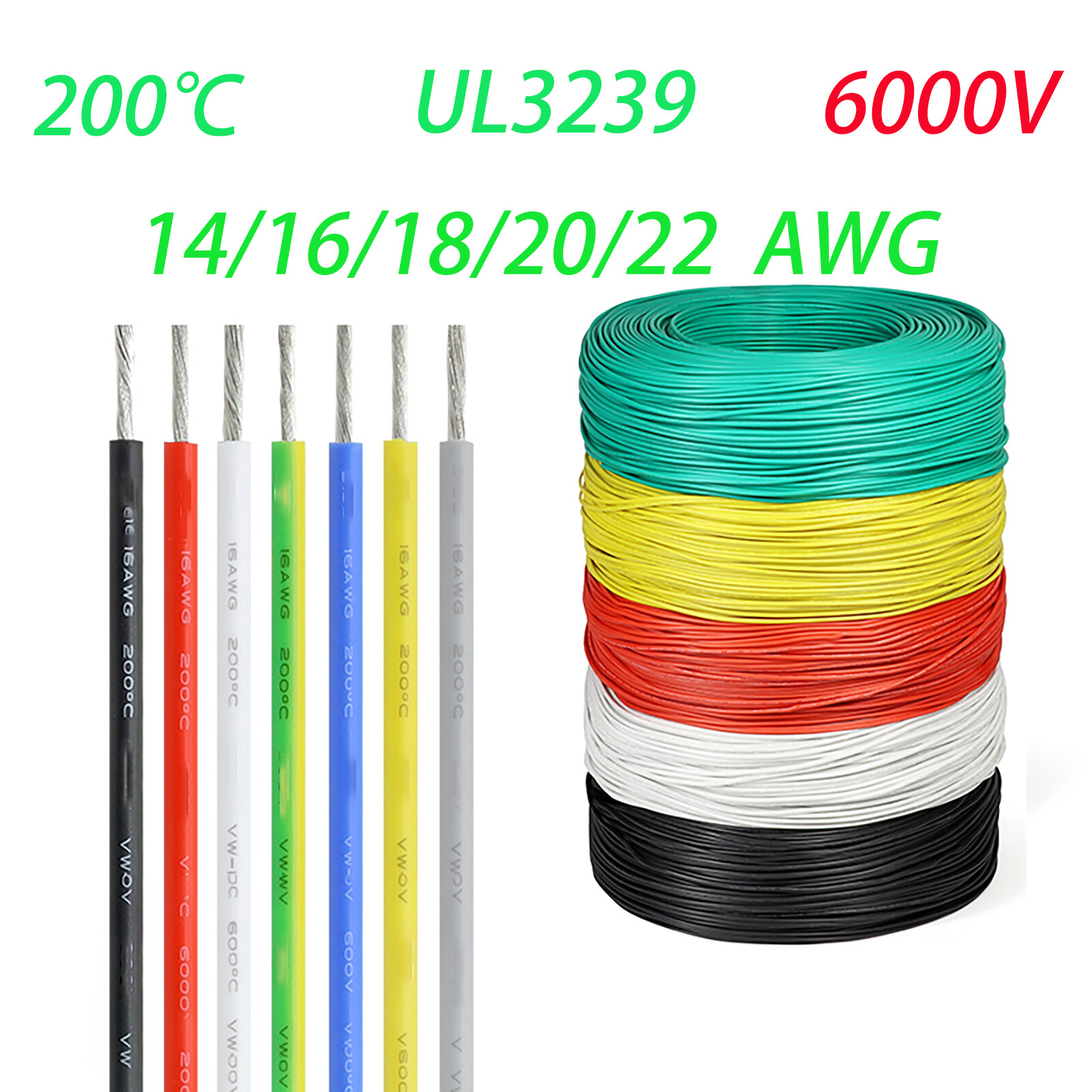 Silicone cable high voltage  high temperature wire 14/16/18/20/22 AWG 6000V 200℃