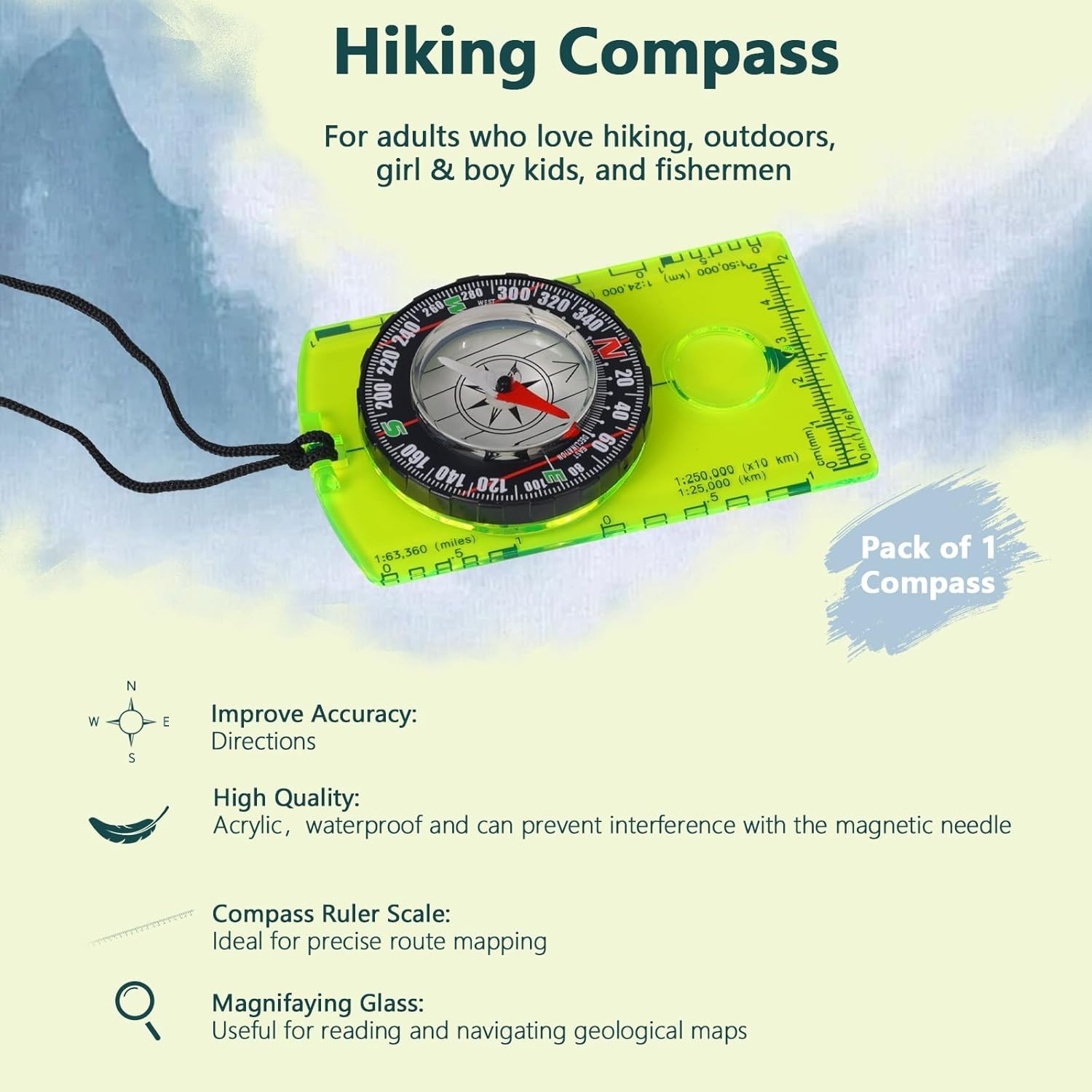 Orienteering Compass for Hiking Survival, Hiking Backpacking Compass, Boy
