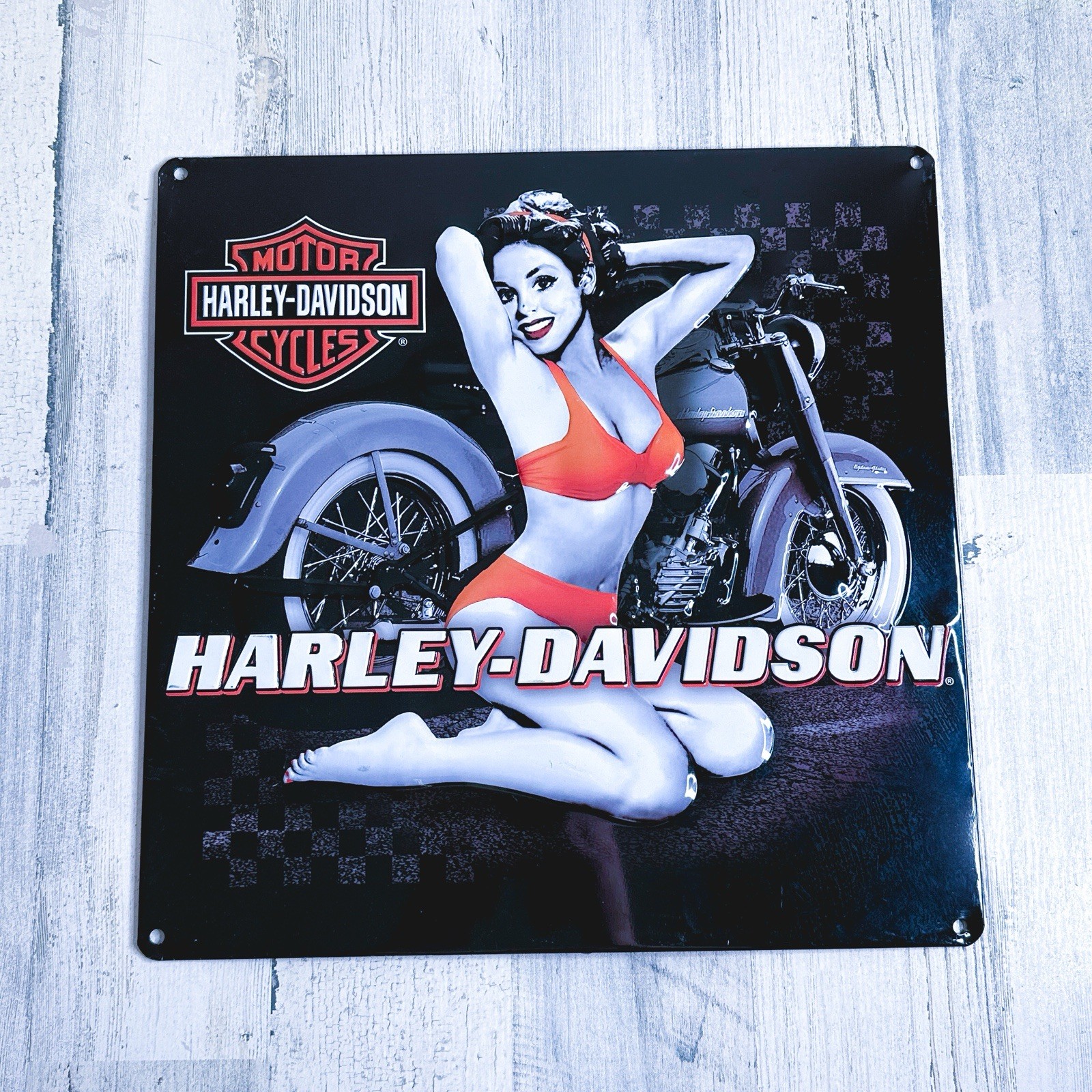 Harley-Davidson Flash Back Babe Embossed Tin Sign, 14.5 x 14.5 inches H-D New