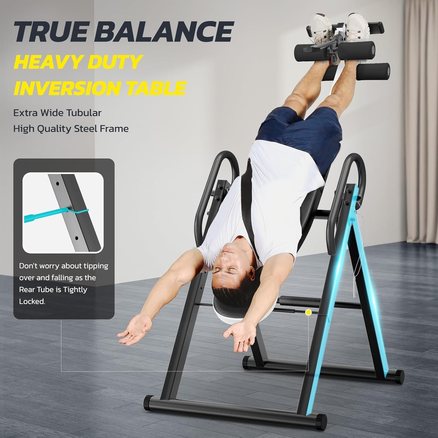 Inversion Table for Back Pain, 300lb Capacity Heavy Duty Gravity Adjustable Belt