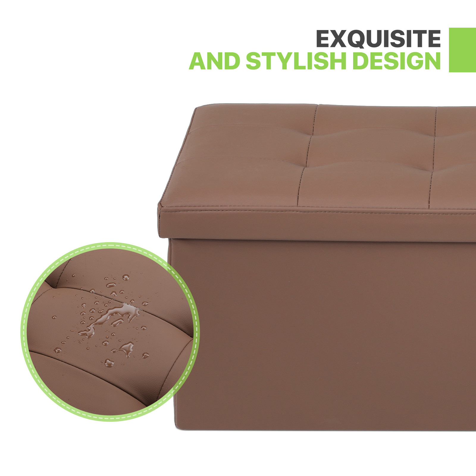 30"Lift Top Storage Ottoman Rectangular Bench Leather Upholstered Seat Footstool