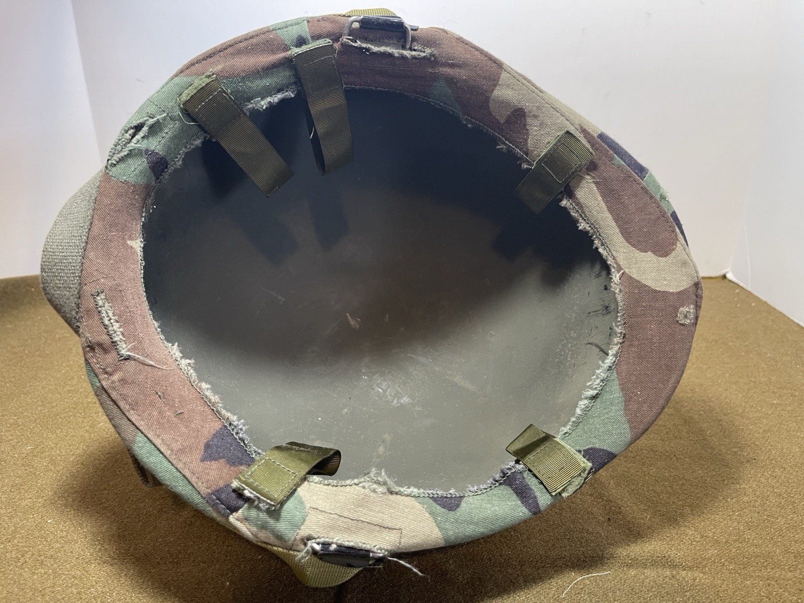 US Army M1 Helmet Shell With Cover And Chin Strap 1980s Vintage No Liner