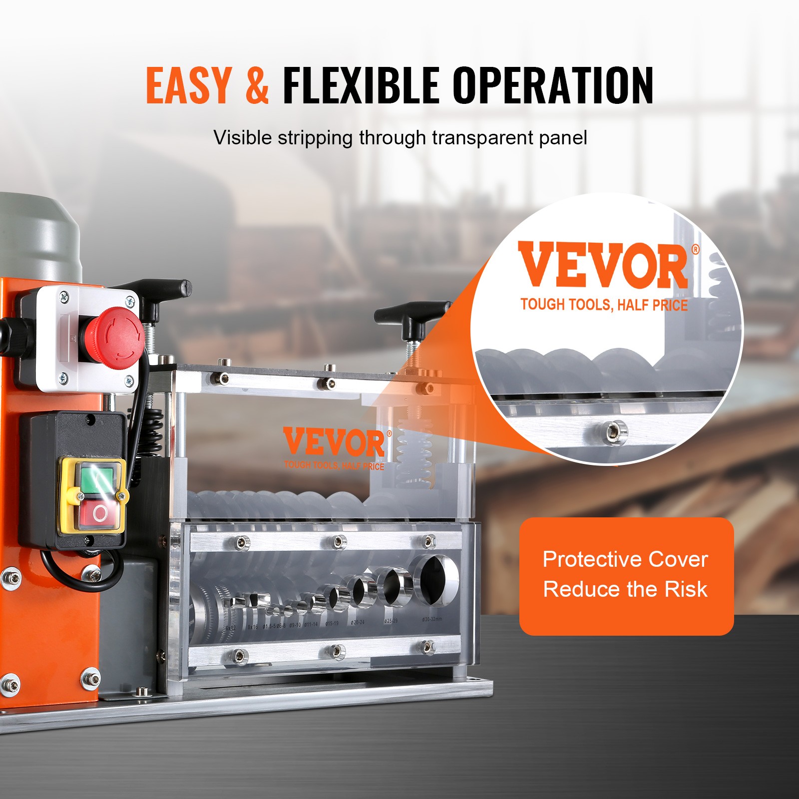 VEVOR Electric Wire Stripping Machine Copper Cable Stripper 0.06''-1.57'' Visual