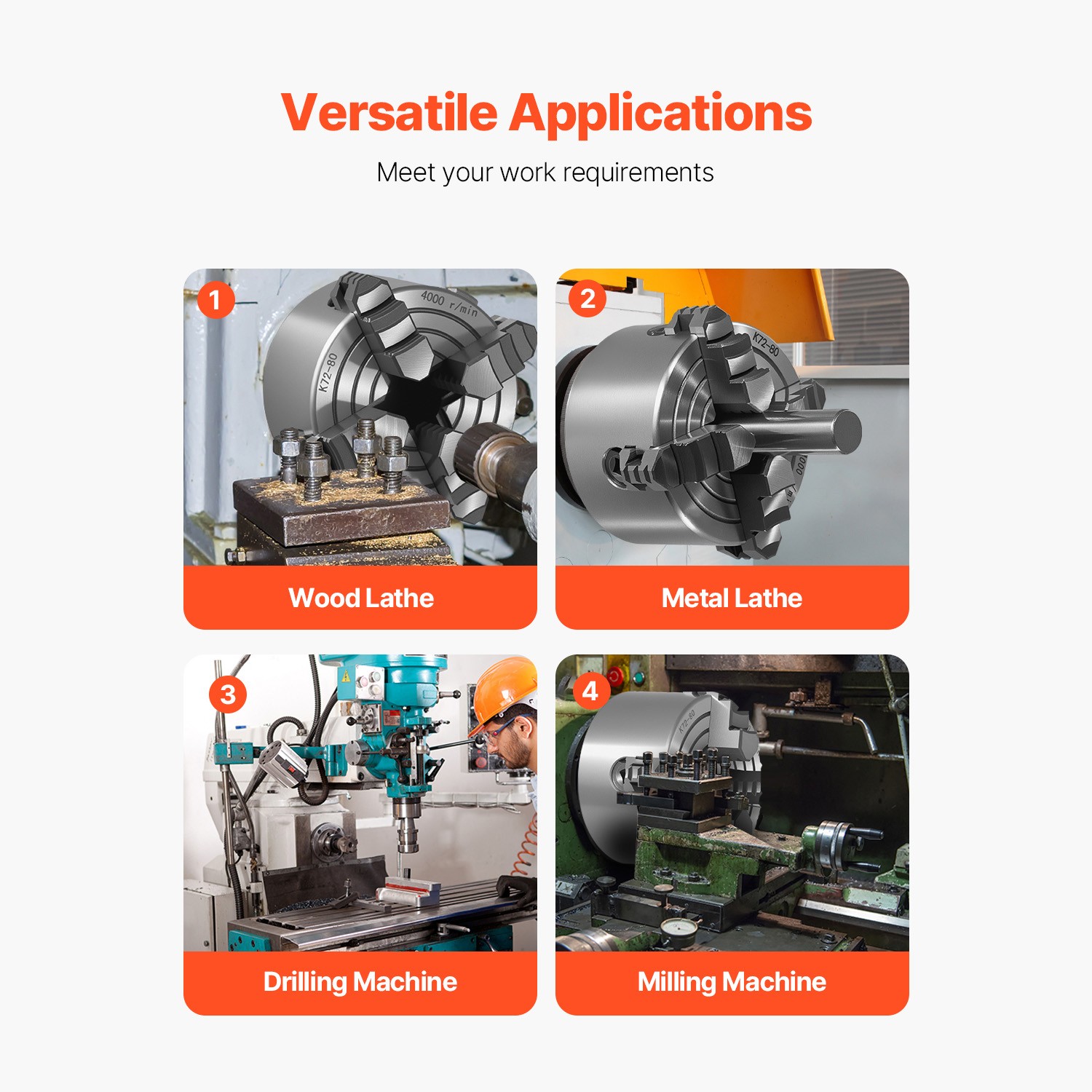 3 Inch 4-Jaw Self-Centering Lathe Chuck for Drilling Milling Machine 3D