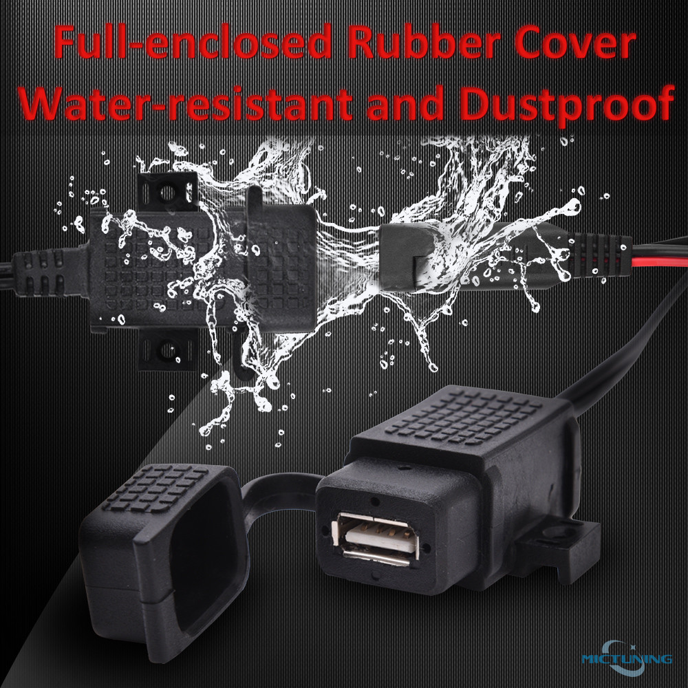 Waterproof Motorcycle SAE to USB Cable Adapter 2.1A Phone GPS USB Charger Outlet