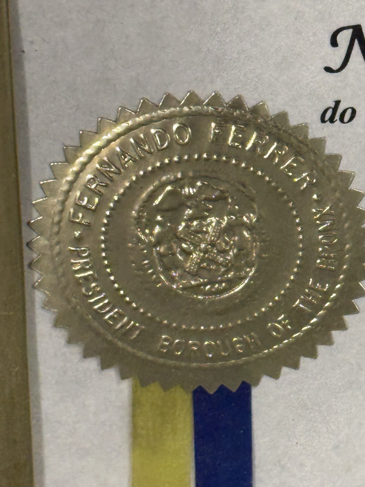 Orlando Cepeda Personally Owned Bronx Proclamation Hall of Fame Induction 1999