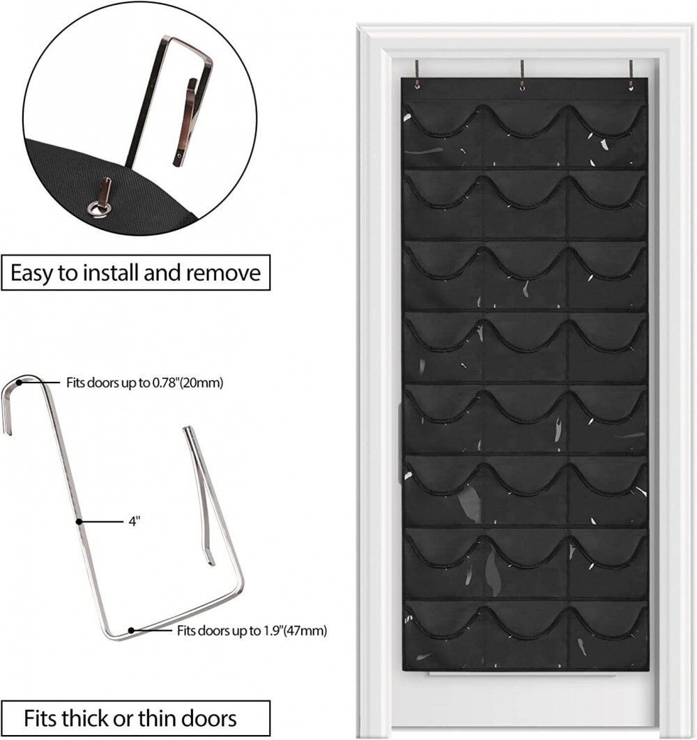 48Hat Rack Organizer Baseball Holder Deep Storage Pockets Door Wall Caps Stand