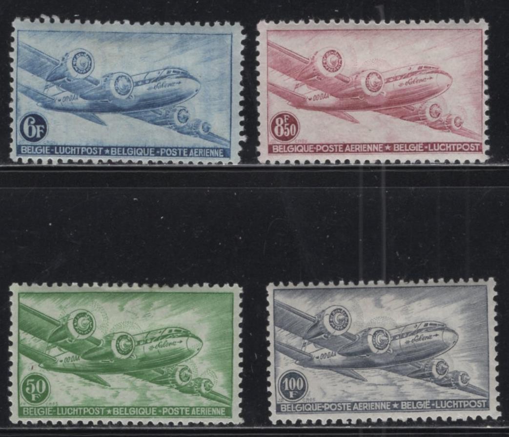 WC1_36107 BELGIUM. 1946 DOUGLAS DC 4 air mail set. Sc.C8-C11. MH