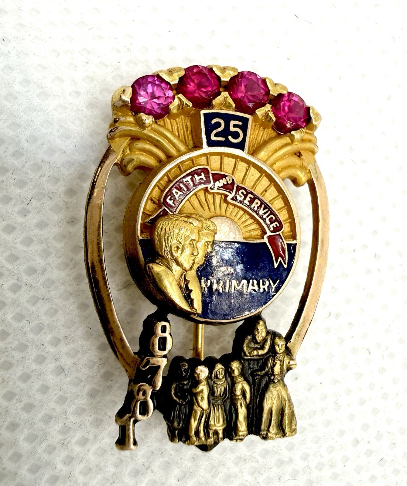 Primary Pin LDS Mormon Red Ruby 1/10 Gold Filled