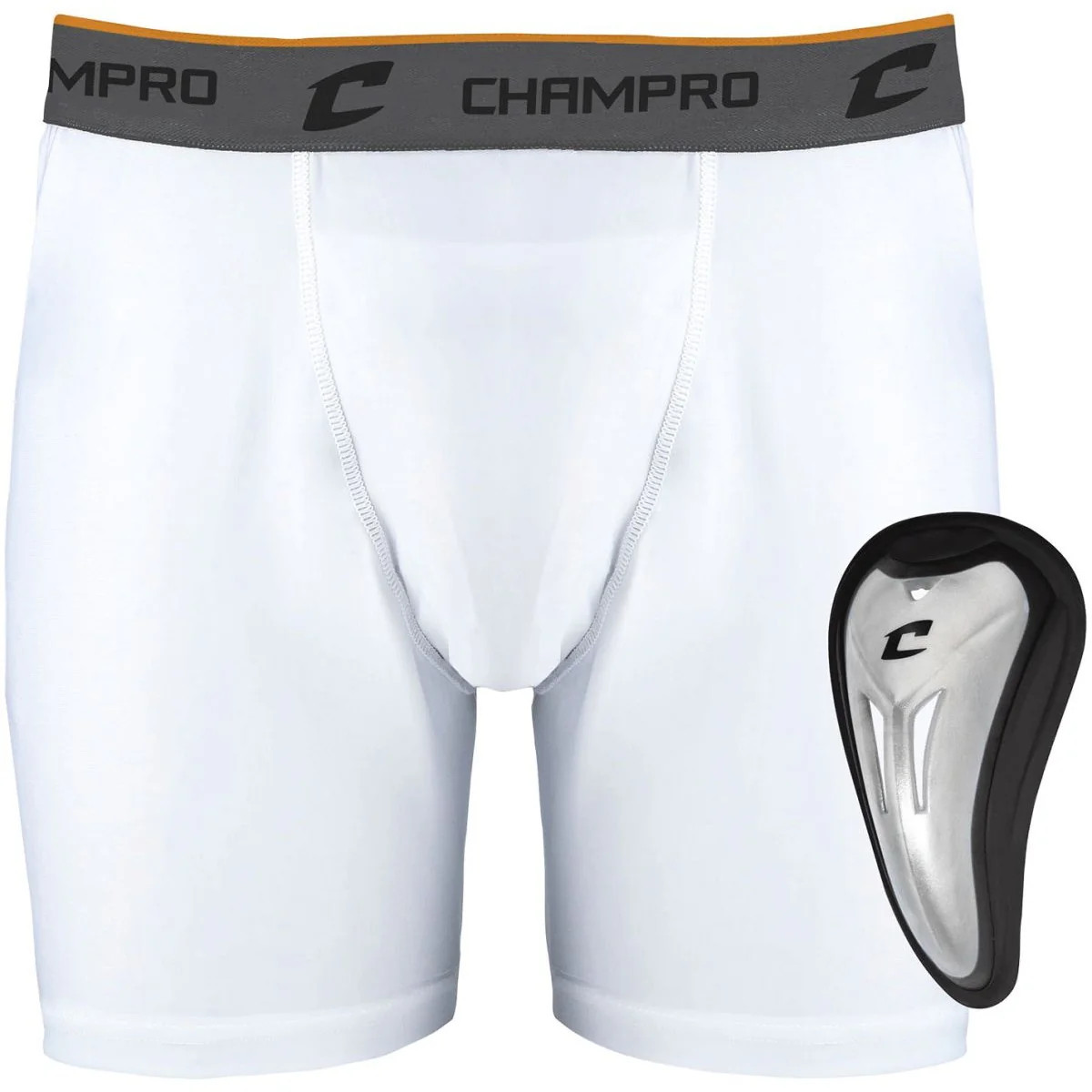 Champro Men's Compression Boxer Short With Cup WHITE XL