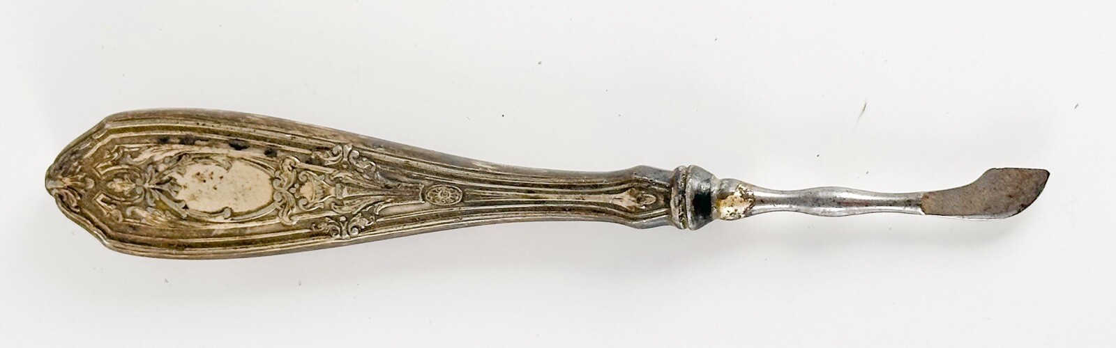 Antique Victorian Fleam Ink Eraser Scratcher Silverplate Handle Blood Letting 6”