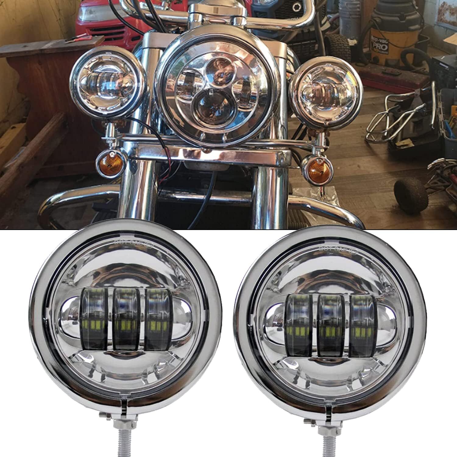 7Inch 140W LED Headlight Hi/Lo + 2Pcs 4.5Inch 80W Fog Light for Harley Davidson