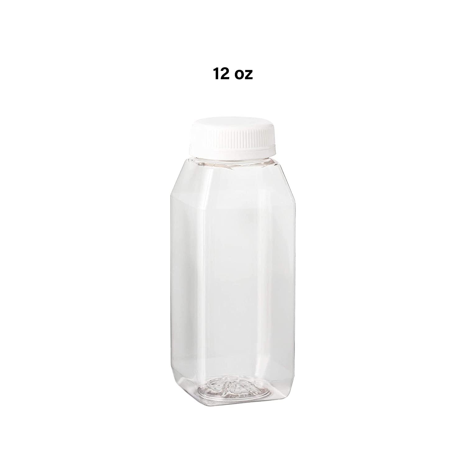 MT Products Clear Empty PET Plastic Juice Bottles with Caps 12 oz - Pack of 12