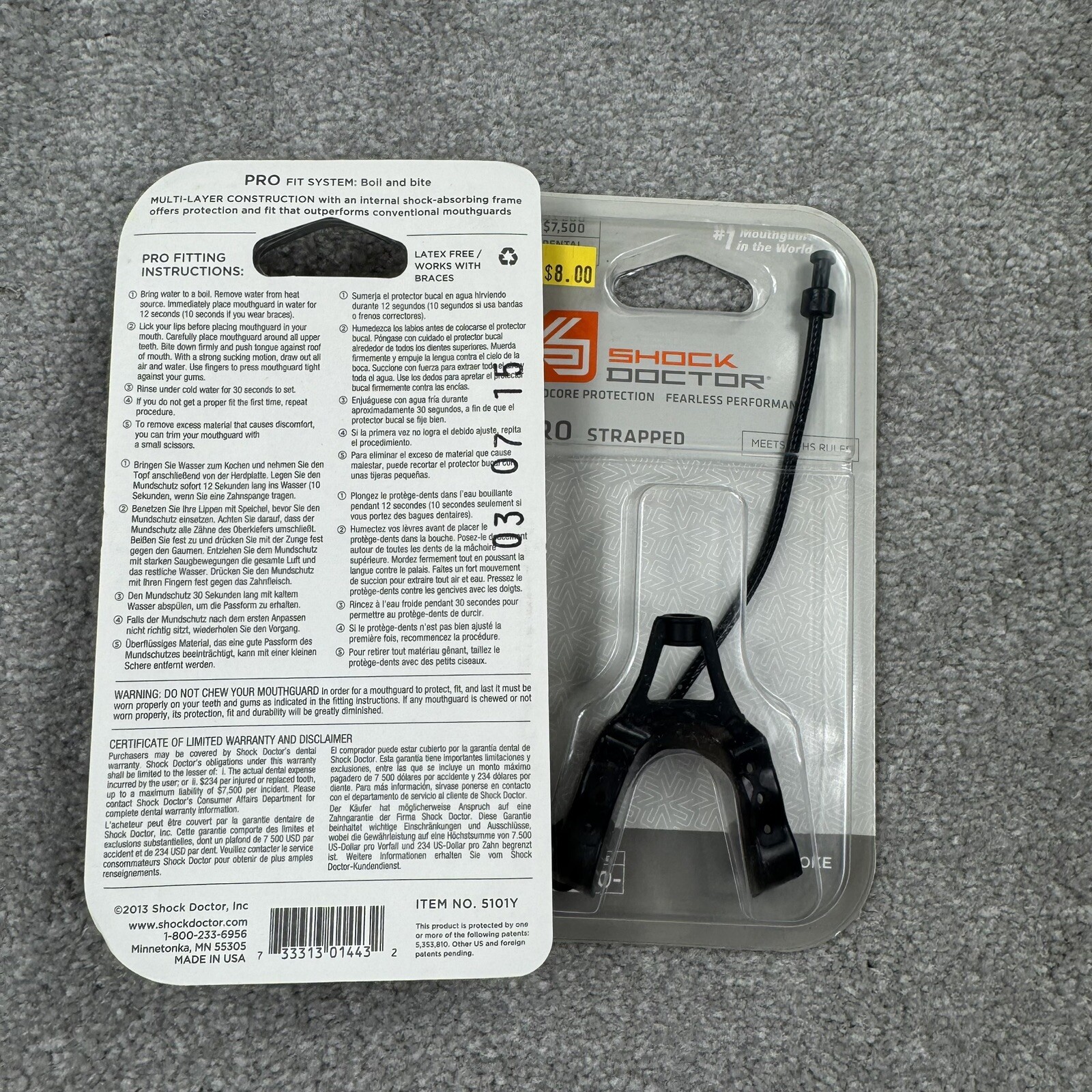 Shock Doctor Pro Mouth Guard LOT OF 2 Black Youth 10U Football Hockey Strap