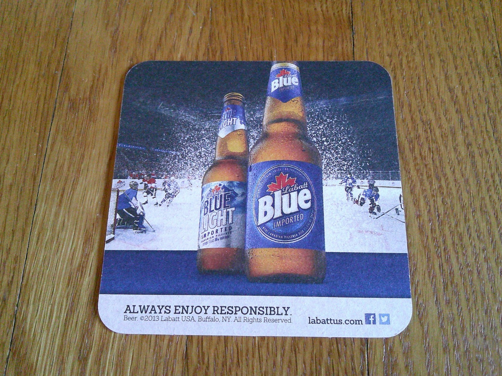 Labatt Blue Beer Coaster 2013 Ice Hockey Power Play Collectible FREE SHIP